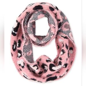 Sparkly Metallic Fuzzy Pink Leopard Print Infinity Scarf Wrap